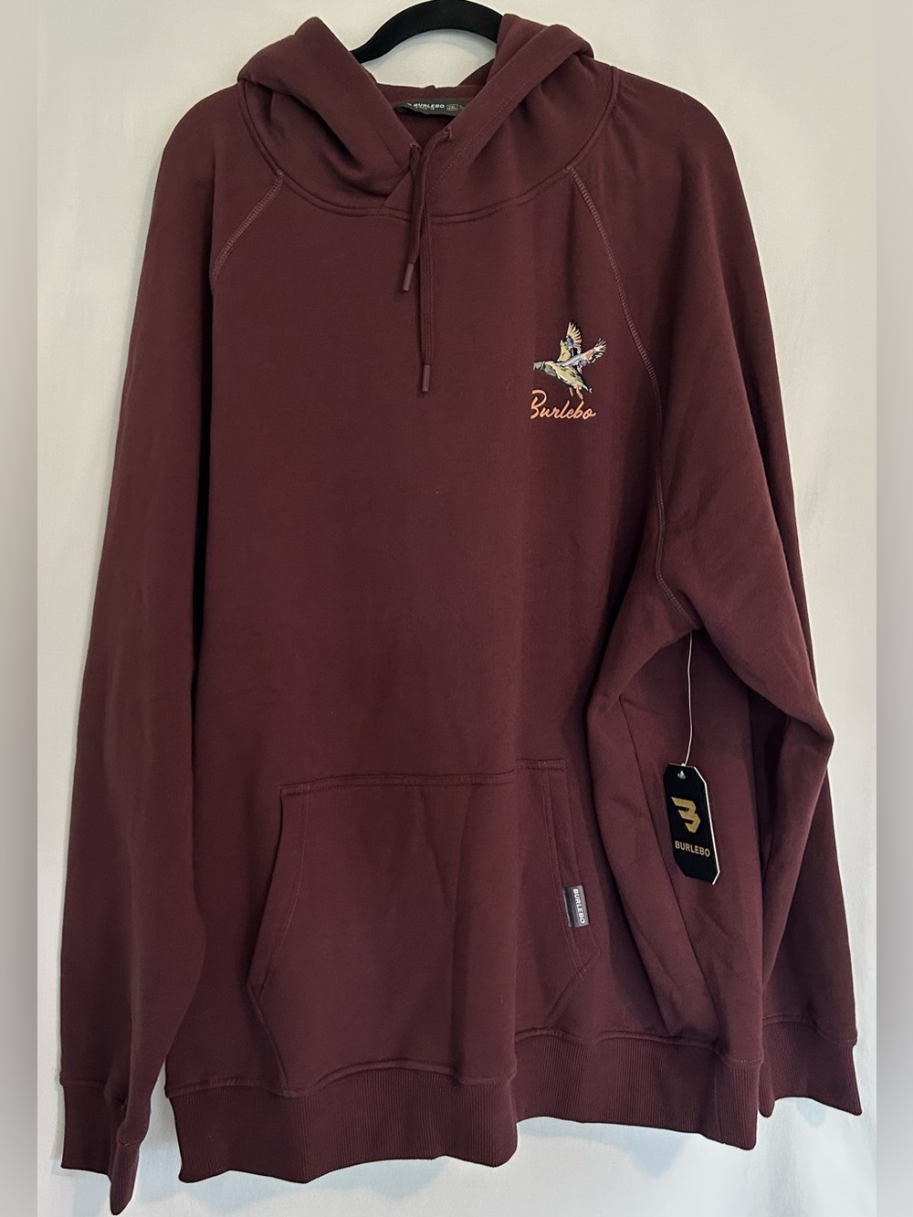 NWT Burlebo Men's 2XL Maroon Duck Graphic Pullover Hoodie Long Sleeve Sweatshirt